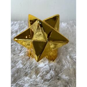 Ceramic Gold Star Figurine Shelf Decor Office Library Dual Tetrahedron 5"